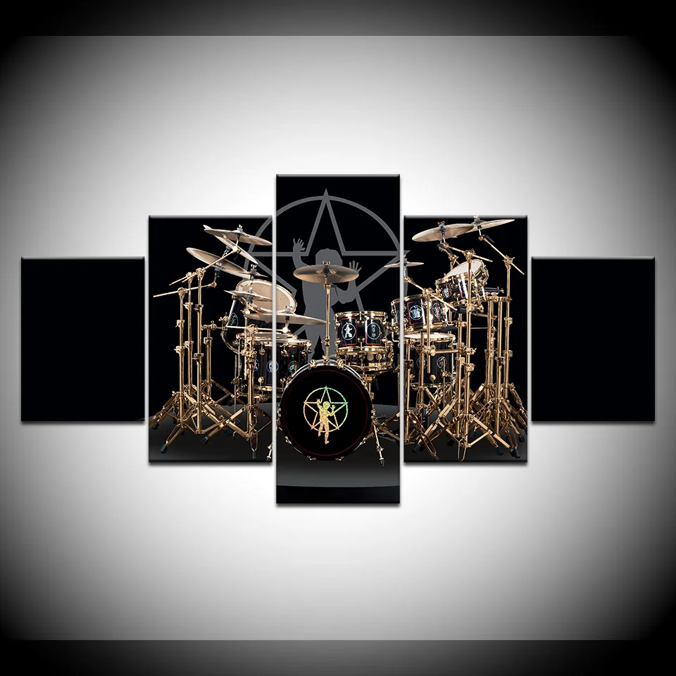 

5 Panel Instrument Drum Modern Modular Frame Pictures Wall Artwork Home Decor Canvas Painting Abstract Wall Decorative Paintings