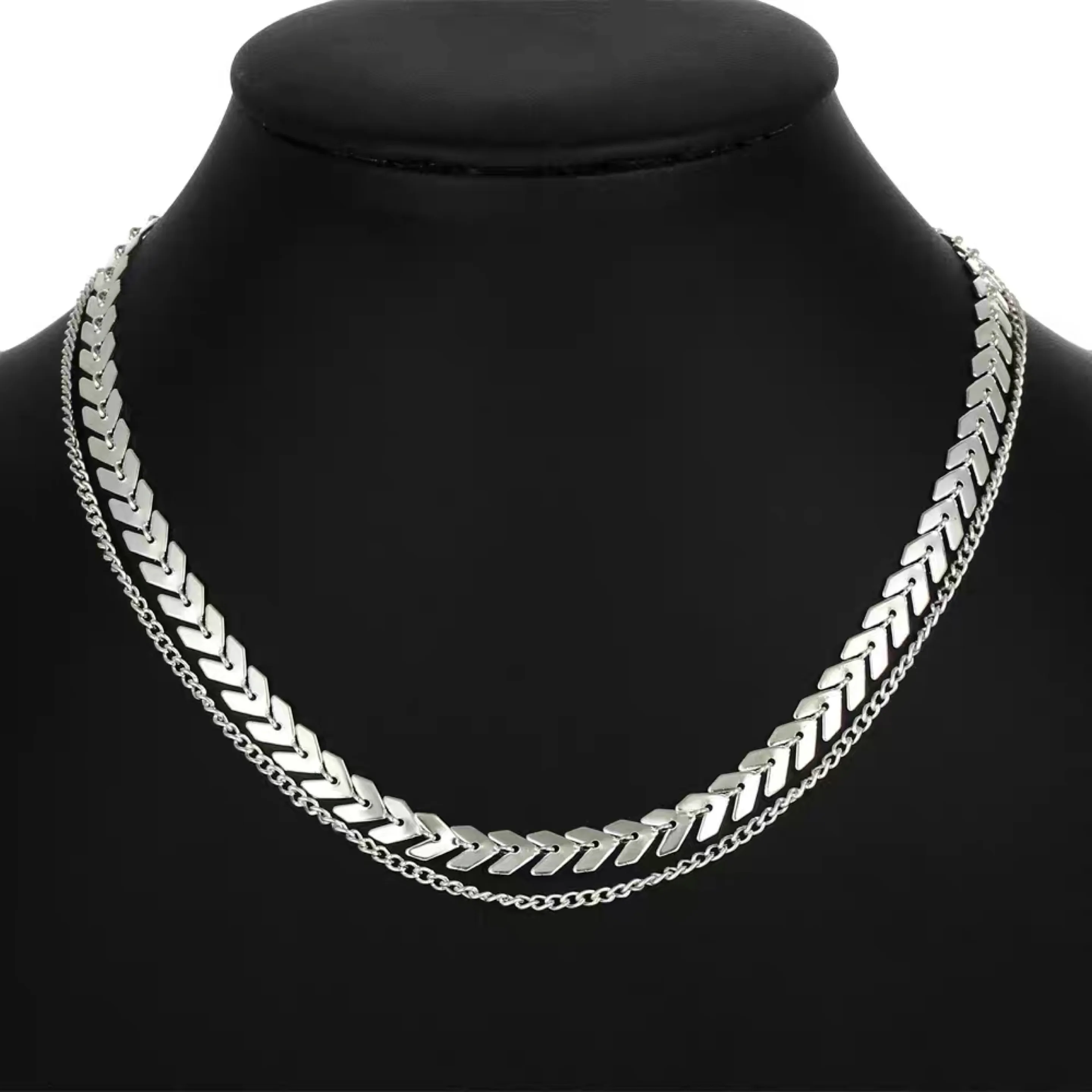 Silver double Металлическое расшитое блестками женское короткое ожерелье-чокер в европейском и американском стиле - Окраска металла: Silver double