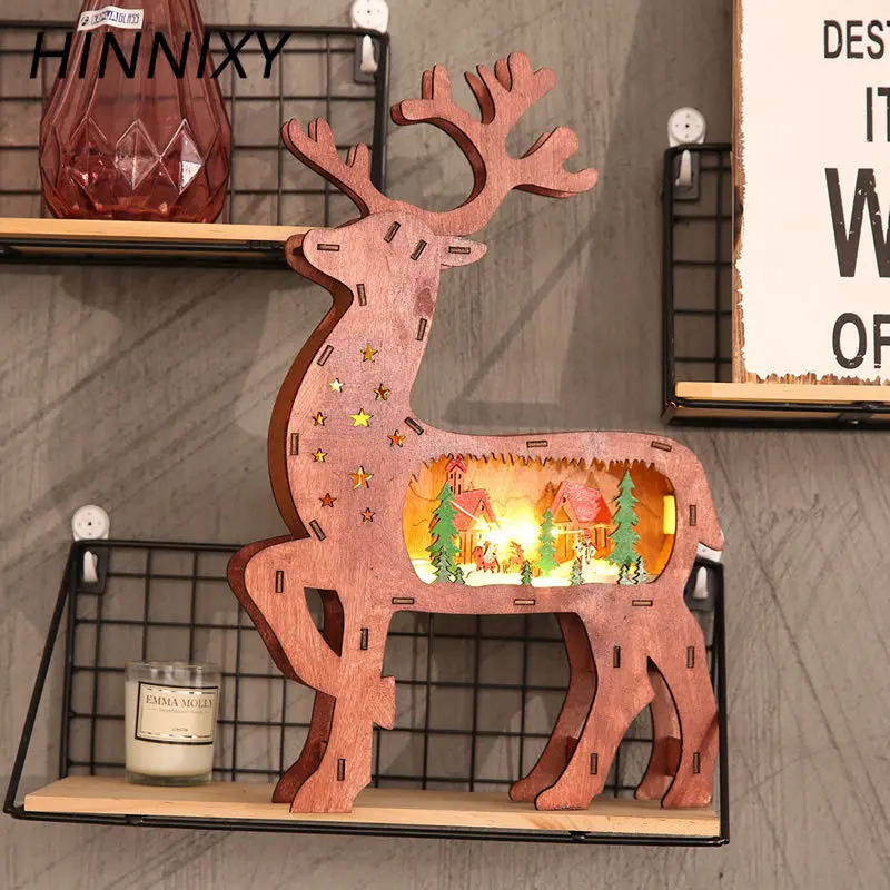 Hinnixy Elk Ночной светильник светящийся олень настольные украшения окно для дома