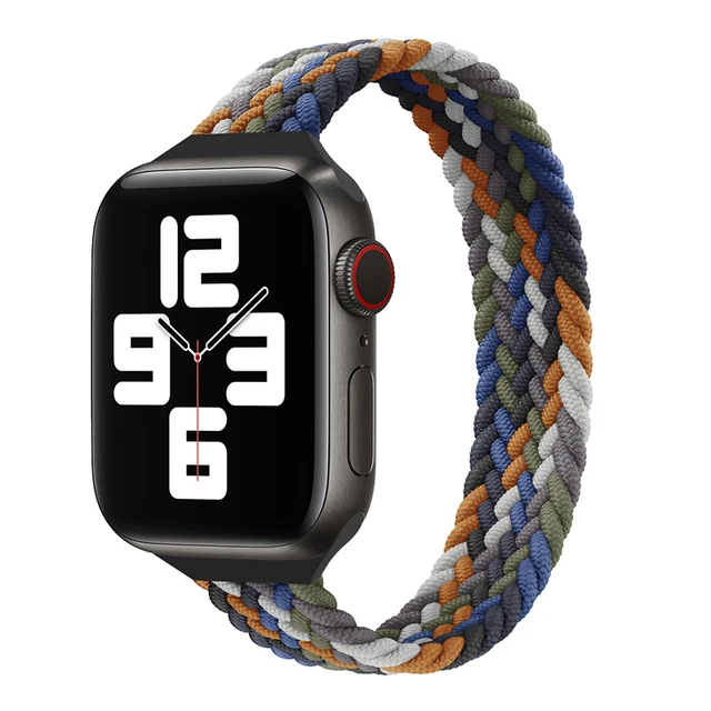 Slim Braided Solo Loop For Apple watch band 44mm 40mm 42mm 38mm 42 mm FABRIC Elastic belt bracelet iWatch serie 6 5 4 3 se strap 8 Cowboy colorful