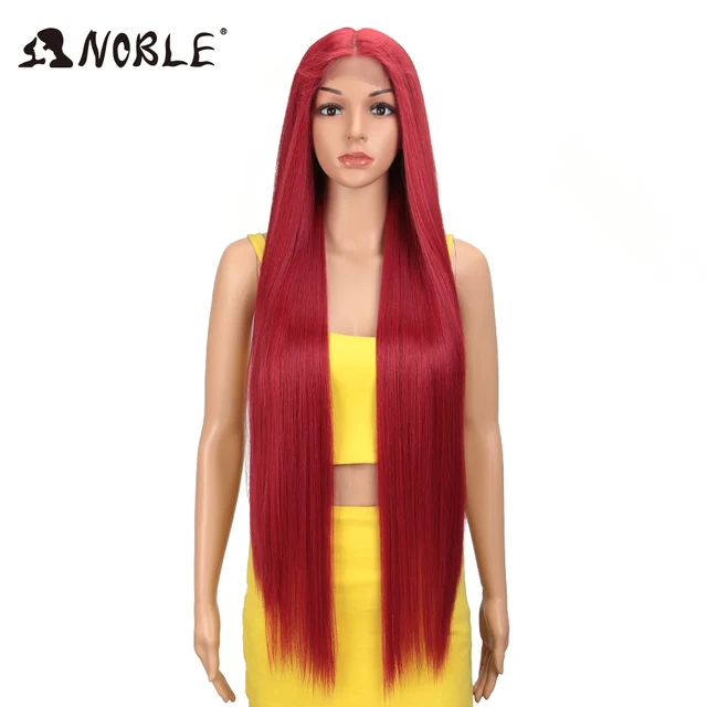 Noble Lace Wigs For Black Women Straight Wig Synthetic Lace Wig 38 Inch Ombre Blonde Lace Wig  Cosplay Synthetic Lace Wig M-RED