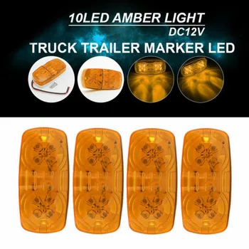

4 Pcs Amber Trailer Side Marker 12V LED Light Double Bullseye 10 Diodes Clearance Lamp For Off-road Vehicle ATV SUV