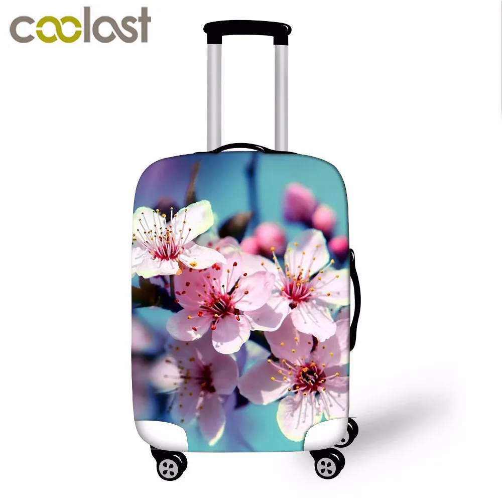 High Elastic Luggage Protective Cover Beautiful Flowers Print Travel Accessories For 18-32 Inch Luggage Carrier Suitcase Cover