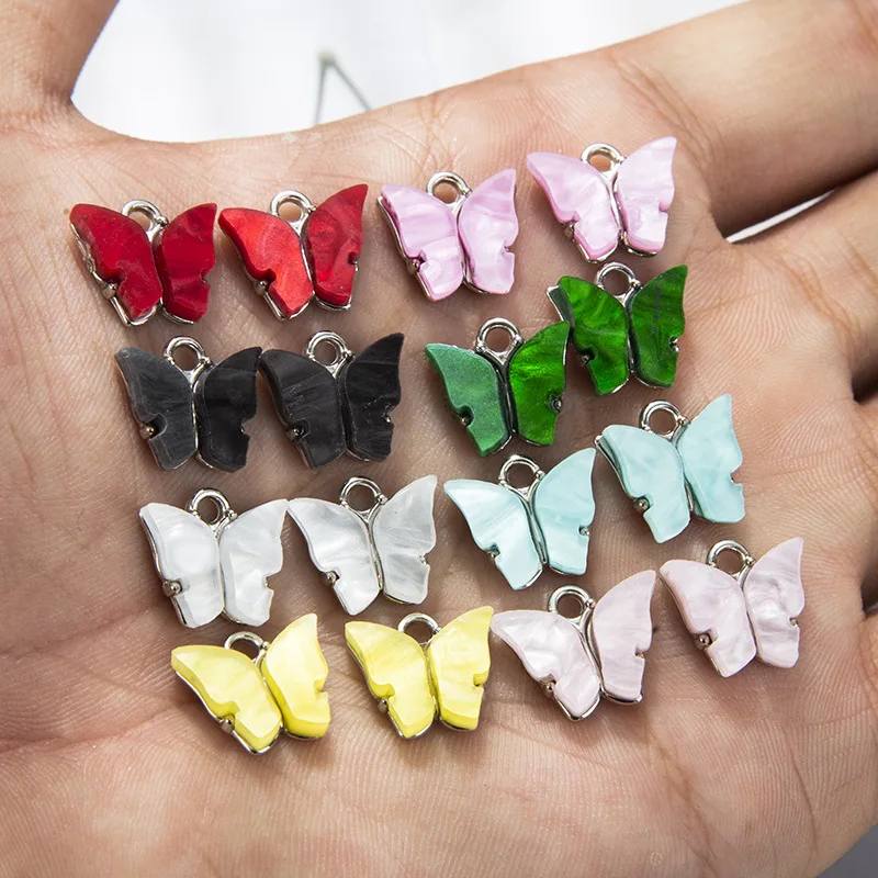 

10Pcs/Set Color Mixing Shining Butterfly DIY Accessories Fashion Girls Handmade Making Earring Necklace Pendant Jewelry Gifts