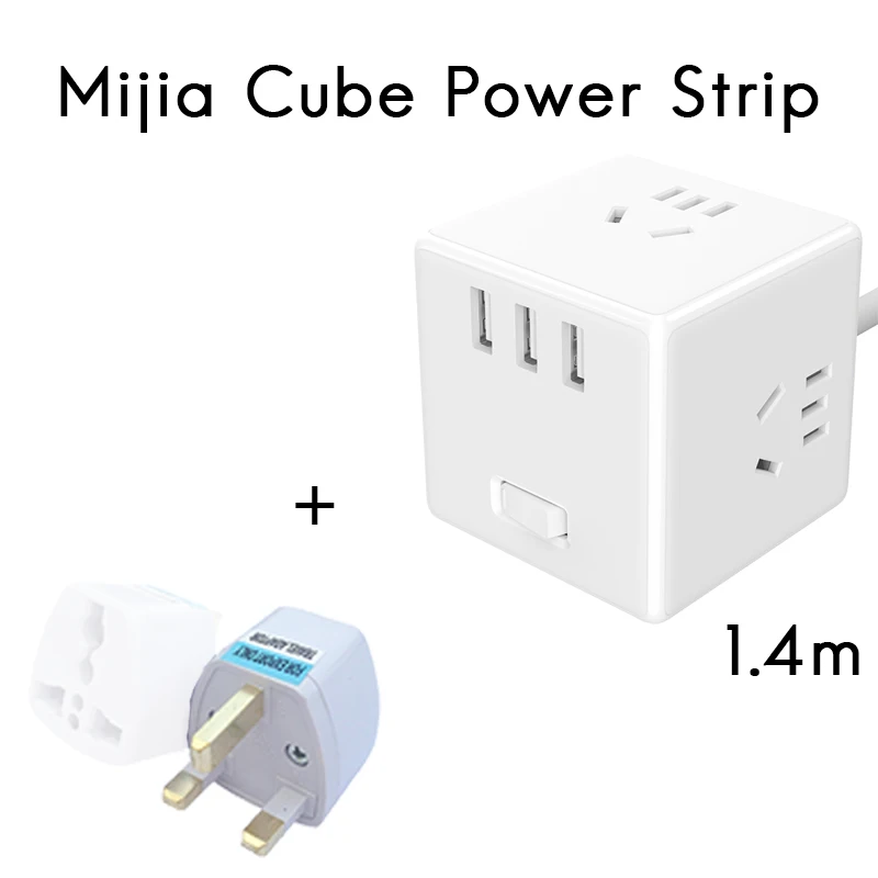 Strip add UK plug Xiaomi Mijia кубический конвертер/силовая полоса уникальный дизайн 3 USB порт милый портативный несколько безопасный защитный свет переключатель - Цвет: Strip add UK plug