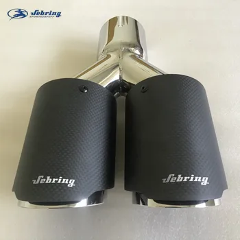 

1 PC sebring Carbon double glossy outlet muffler modified tail throat car stainless steel exhaust pipe universal tail pipe