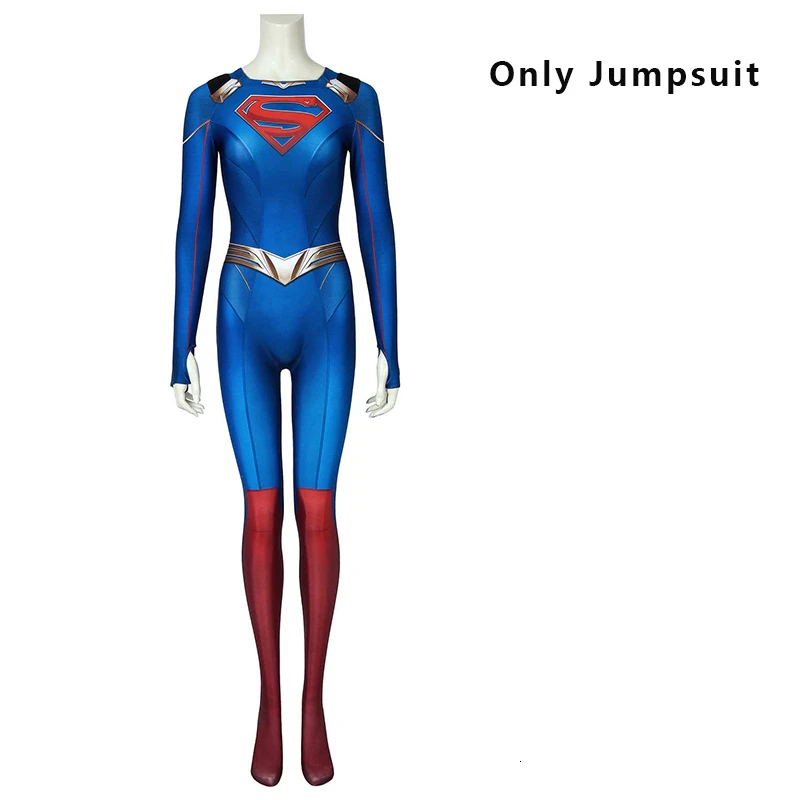 Only jumpsuit 3D Супергерл сезон 5 костюм Кара зор-Эл Дэнверс Косплей Суперженщина комбинезон Хэллоуин костюмы для женщины zentai взрослых Sapndex - Цвет: Only jumpsuit
