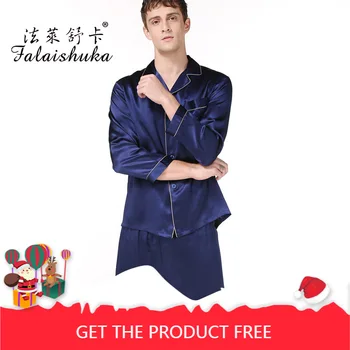 

Mens Pajamas Men Sleepwear 2020 Men's Silk Pajamas Two-Piece Suit Long Sleeve Simple 100% Mulberry Silk Home Wear Men's Clothing