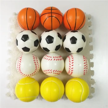 6pcs 6.3cm Squeeze Ball Toy Football Basketball Soft Foam Sponge Anti stress Baseball Tennis Toys for Kids Children 1