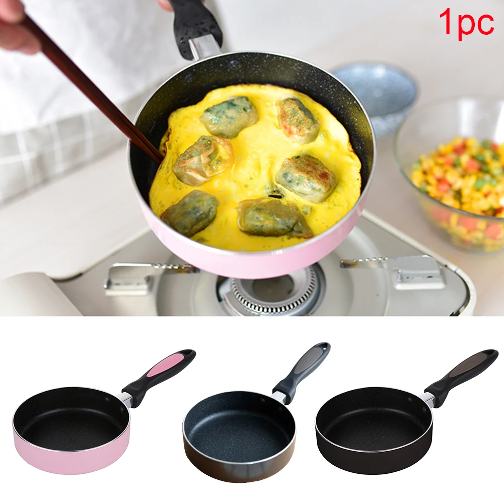 16cm Omelette Frying Pan Home Non Stick Breakfast Kitchen Sauce Anti-scratch Coating Egg Pot Mini Long Handle Aluminum Alloy