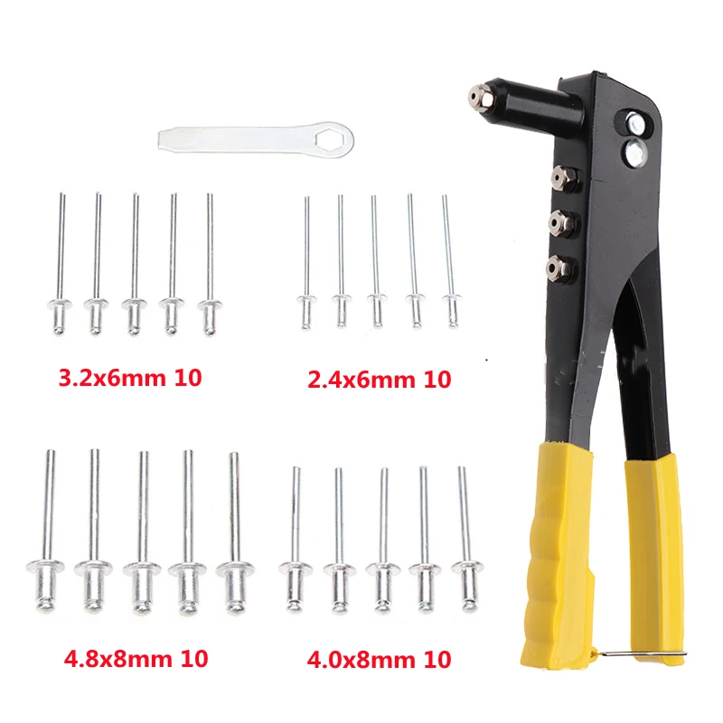 Manual Double Handle Rivet Gun 2.4/3.2/4.0/4.8mm Rivet Gun Pull Willow Metal Woodworking Hand Repair Tools