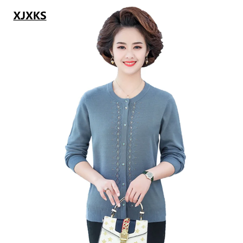 

XJXKS Fall 2022 New Loose Plus Size Women Cardigan High Quality Wool Knitted Single-breasted Sweater Female Jacket