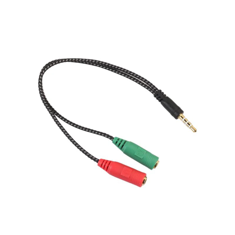 30PCS New 2 1 Cable Adapter Splitter 3 5mm Audio Headphones Headset to 2 Jack Headphones Microphone Audio Cable for Earphone