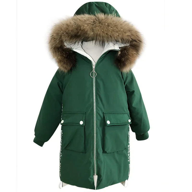 

children duck down jacket warm for cold child outwear coat winter Thicken Fur collar Girl's clothing winter jacket for girls