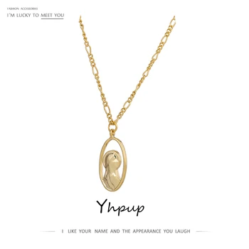 

Yhpup Fashion Round Golden Choker Pendant Necklace Statement Heavy Metal Chain Necklace for Women Jewelry брелок Party Gifts