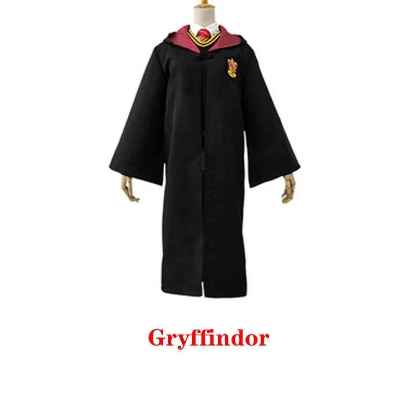 Gryffindor Маскарадные костюмы для взрослых и детей из Поттера, Волшебная накидка из Поттера, халат с галстуком, шарфом, палочкой, очками, одежда для костюмированной вечеринки на Хэллоуин - Цвет: Gryffindor