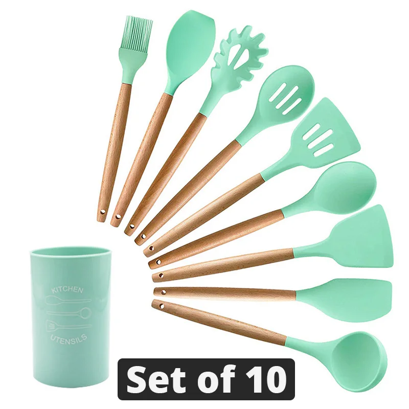 Set of 10 Кухонные принадлежности из силикона набор кухонной утвари-кухонные принадлежности - Цвет: Set of 10