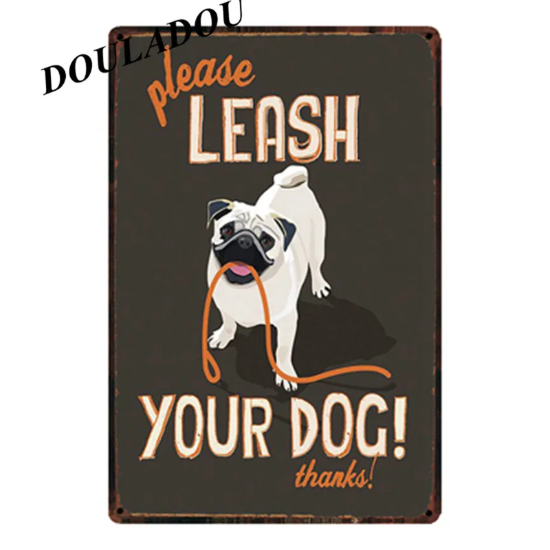 [Douladou] табличка для собак в виде животных для бара Pet Shop винтажная жестяная вывеска для собак и кошек модный красивый постер украшение для дома 30*20 см - Цвет: 3