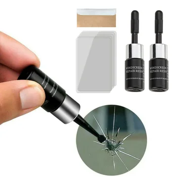 

Car Windshield Windscreen Glass Repair Resin Kit Auto Vehicle Window Fix Tool Easy to use and operate clear tape to prevent