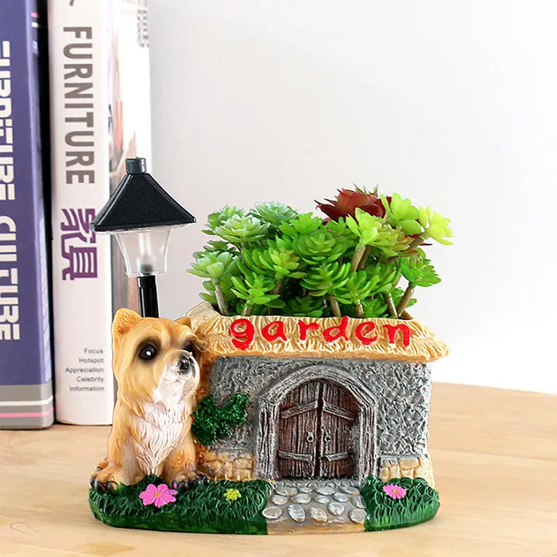 Цветочный горшок из смолы Декоративная скульптура для домика с изображением
