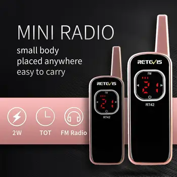 

2pcs Retevis RT642/RT42 Mini Walkie Talkie PMR Radio PMR446 FRS FM Radio Rechargeable Portable Two Way Radio Handy Walkie-Talkie