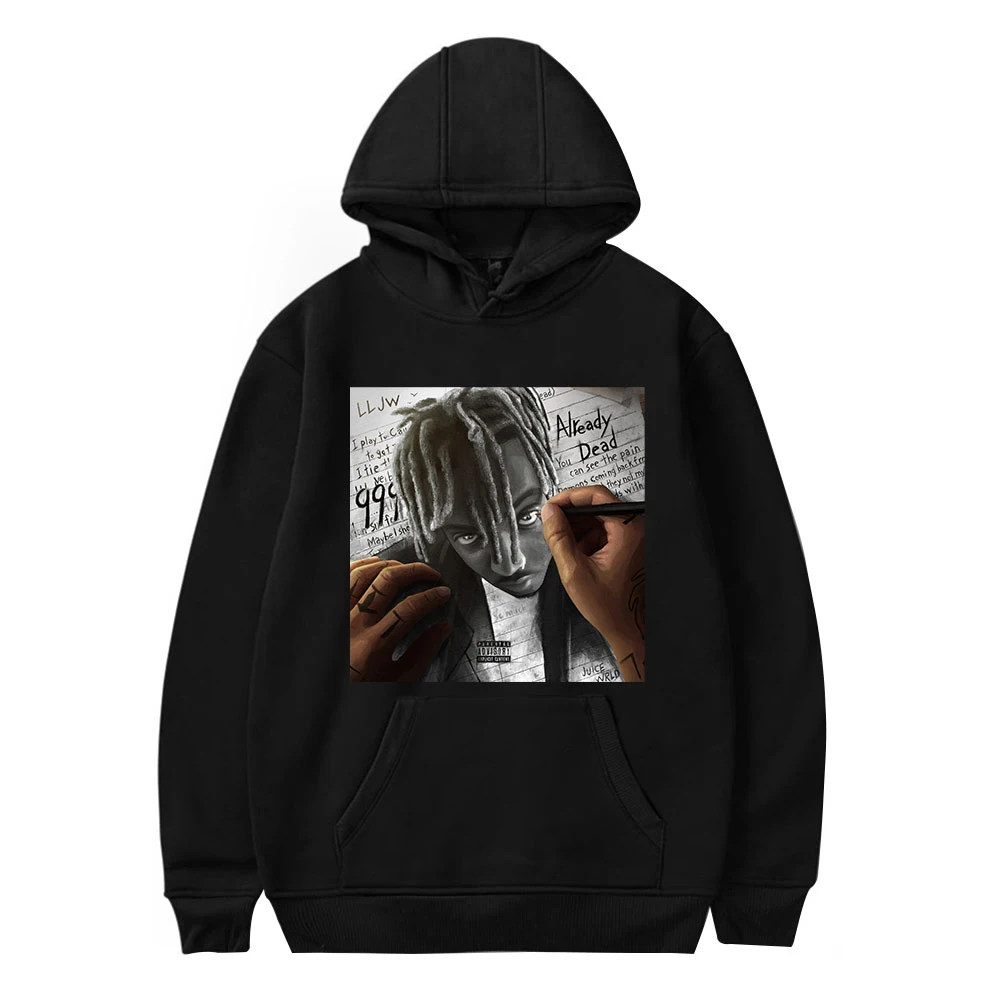 

Hot Print Juice WRLD Black Hoodies Men Women Sweatshirts Unisex Tracksuits Hip Hop Rapper Streetwear Casual Boys Girls Pullovers