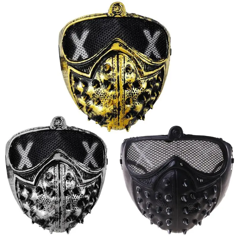 Halloween Punk Devil Anime Half Mask Plastic Rivets Metallic Color Ghost Masquerade Death Cosplay Costume Party Props M10 21 |