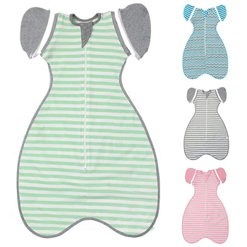 

Newborn Infant Baby Sleeping Bag Striped Blanket Sleeping Wrap Zipper Swaddle Autumn Cotton Baby Sleeping Bag