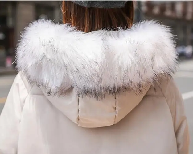 Зимняя куртка Женский меховой воротник зимняя куртка женская Свободная короткая пуховая куртка белый пуховик Толстая теплая пуховая парка