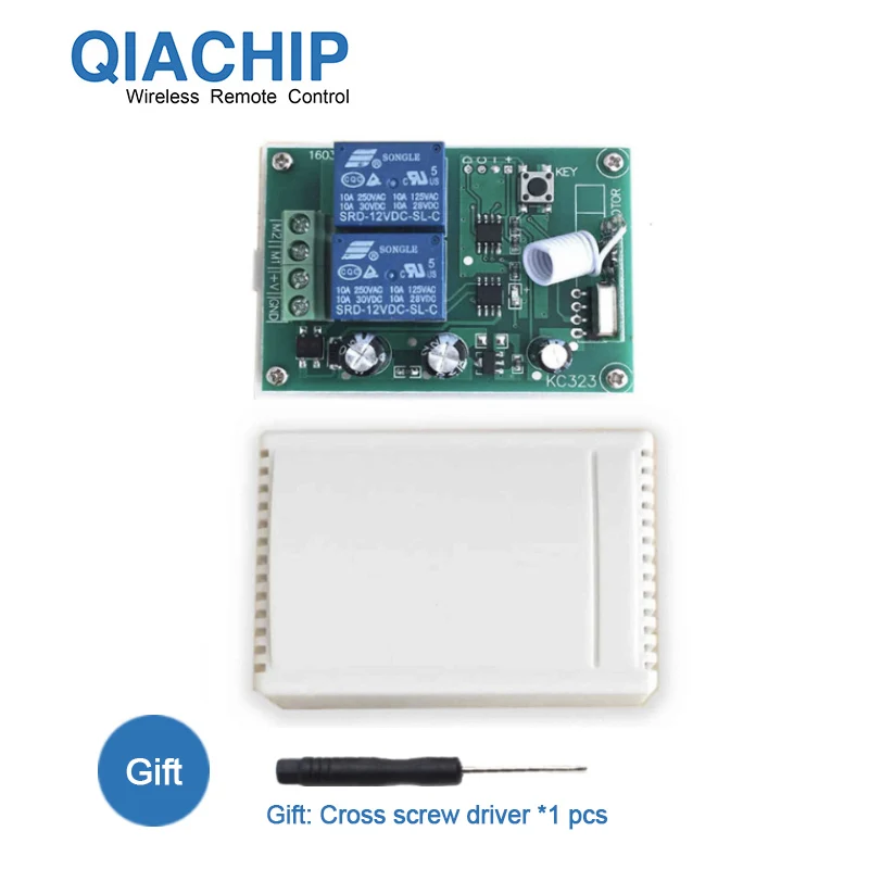 

QIACHIP 433Mhz DC 12V Universal Wireless Remote Switch Switch 2CH RF Relay Receiver Smart Home Automation Module For Garage Gate