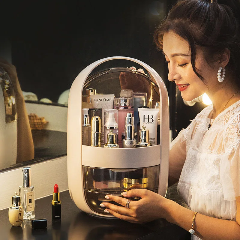 

2019 Double Door in Large Bathroom Cosmetics Storage Box Jewelry Makeup Organizer Transparent Cosmetic Mask Storage Drawer
