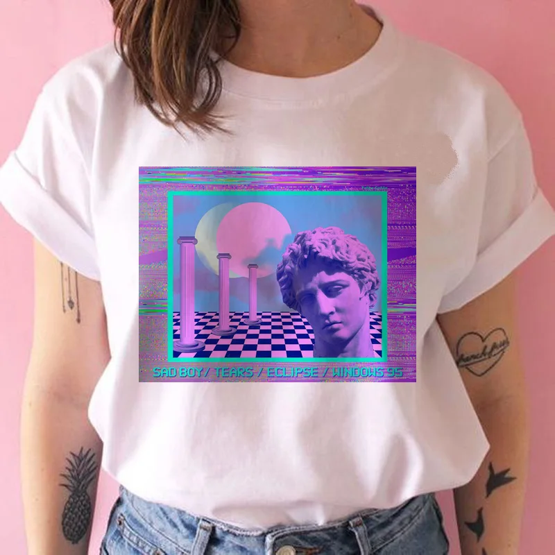 vaporwave aesthetic t shirt women korean grunge ulzzang tshirt kawaii 90s harajuku t-shirt female streetwear japanese top tee - Цвет: 723