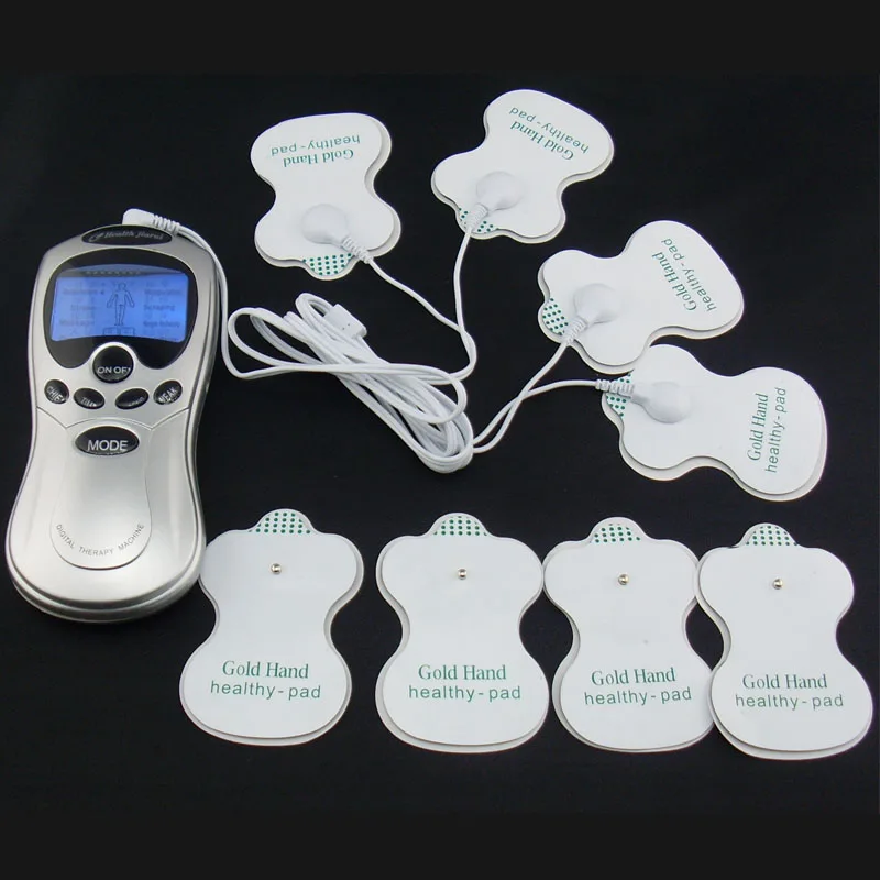 8 Electrode Pads+2 Four Way Wire Health Care Tens Acupuncture Device Full Body Relax Muscle Therapy Pulse Massager