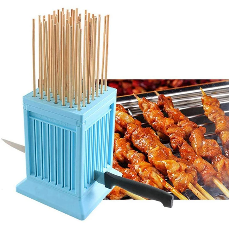 Günstige BBQ fleisch spieß werkzeuge 49 string spieße tragen tofu artefakt maschine grill fleisch stringer macchina mangal arrosticini espetinho