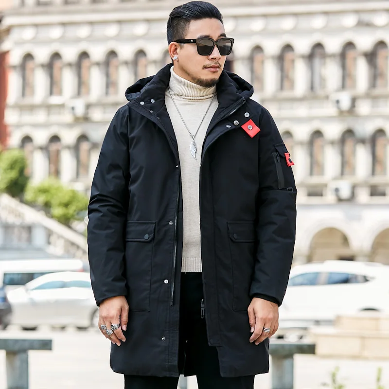 Черный Новинка 8XL 7XL 6XL размер плюс мужской зимний высококачественный пуховик Мужская Повседневная свободная Мужская куртка длинные пальто-30 ° C - Цвет: Черный