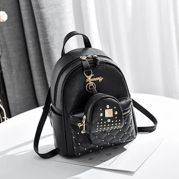 

Mini School Bags For Girls Candy Color Mini Travel Backpack For Women PU Leather Female Notebook Backpack