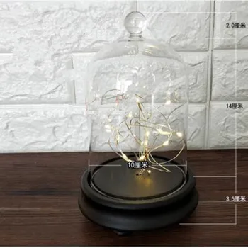 

2sets/pack Luminous Base Ball Top Glass Dome Vase Diameter=10cm Height=15cm Glass Cover Home Wedding Decorative Promotion Gift