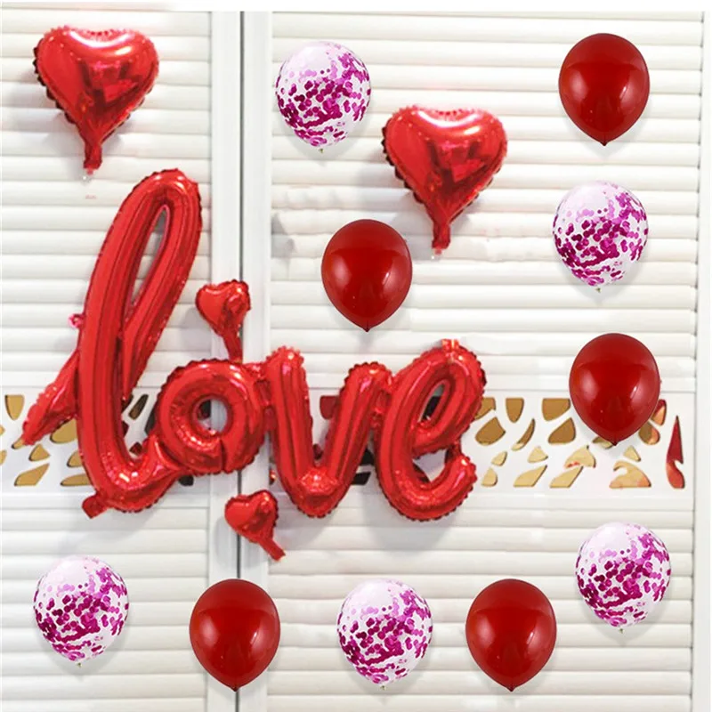 Любовь воздушный шар с дизайном «Любовь» костюм 18 дюймов любовь сердце фольги Воздушные шары День рождения Свадебные украшения заготовки латексная алюминиевая фольга@ D