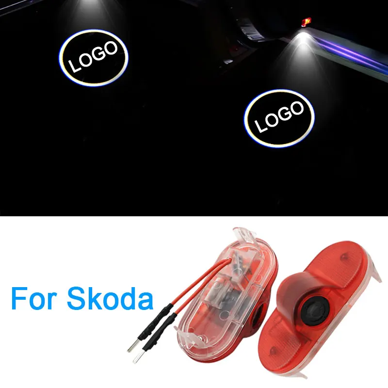 2pcs/lot Car LED Courtesy ghost shadow welcome light Laser logo projector door lamp For Skoda Octvia 2004-2008 | Автомобили и