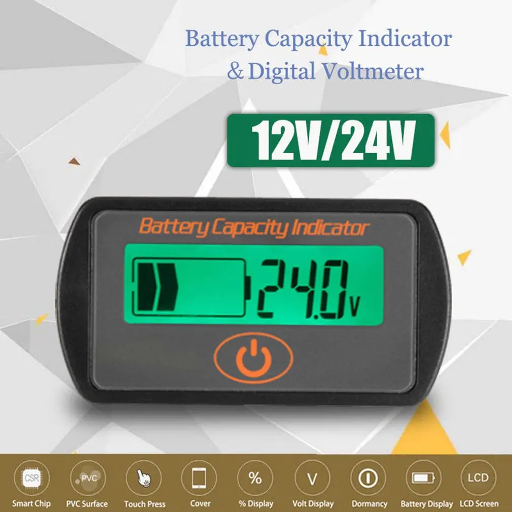 12 V/24 V Цифровой Батарея процент аккумулятор вольтметра Ёмкость индикатор ЖК-дисплей Дисплей вольтметр пробник для свинцово-кислотные Прямая поставка