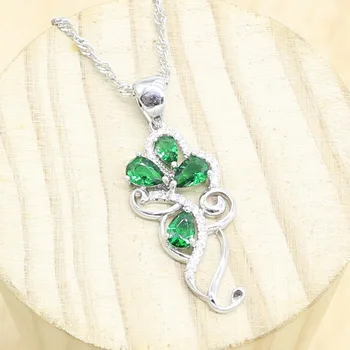 

925 Silver Necklace Pendant for Women Green Blue 5 Colors Semi-precious Party Daily Jewelry