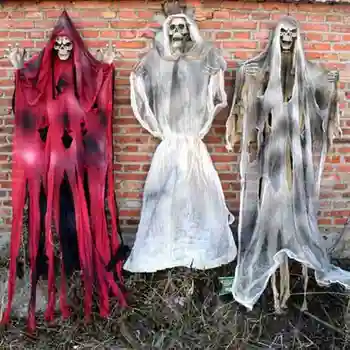 

Molezu Halloween Skull Skeleton Hanging Ghost Ornament Prop DIY Party Home Door Horror Haunted House Layout Prop
