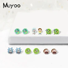 Новые эпоксидные акриловые серьги Рик и Морти аниме мультфильм пластиковые серьги ювелирные изделия мультфильм Рик и Морти усадки серьги