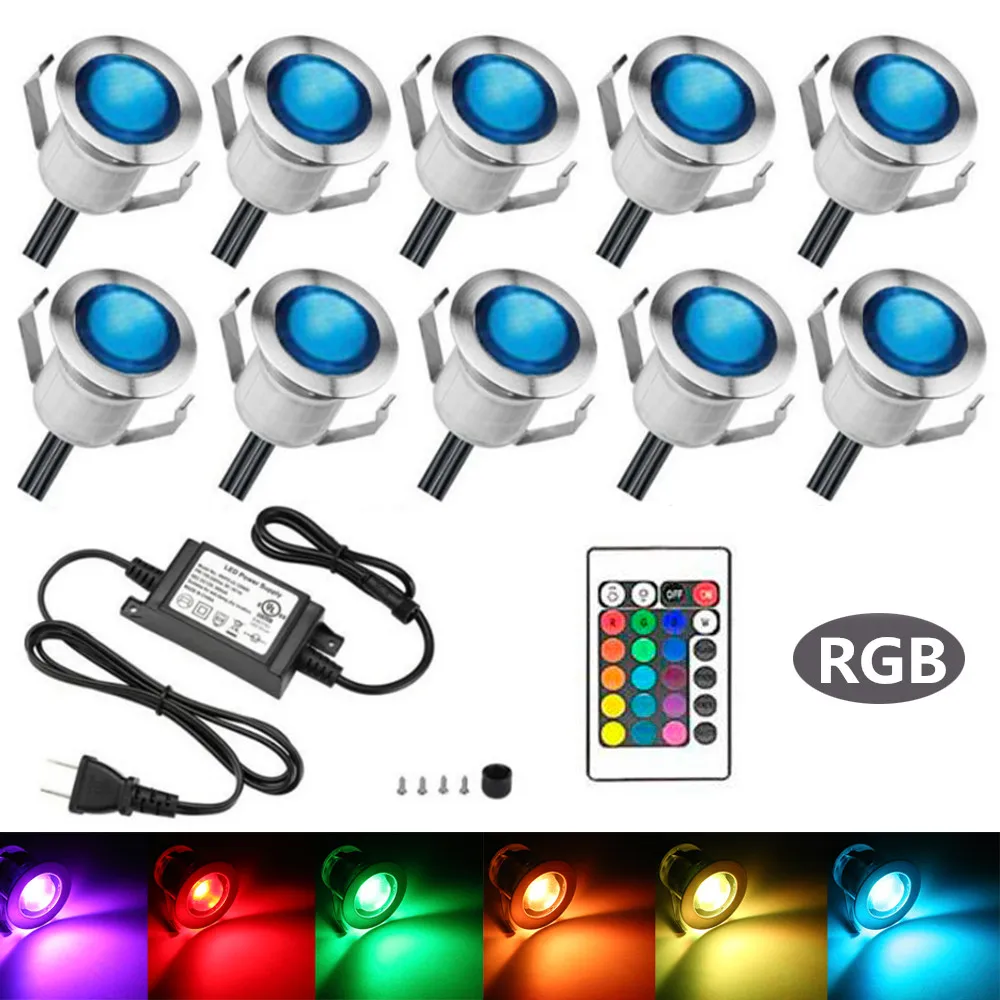 Description Picture 2 of itemDC12V RGB LED Deck Light IP67 Waterproof Yard Garden Pathway Outdoor Lamp 16Colors Recessed Landscape Light+Remote
