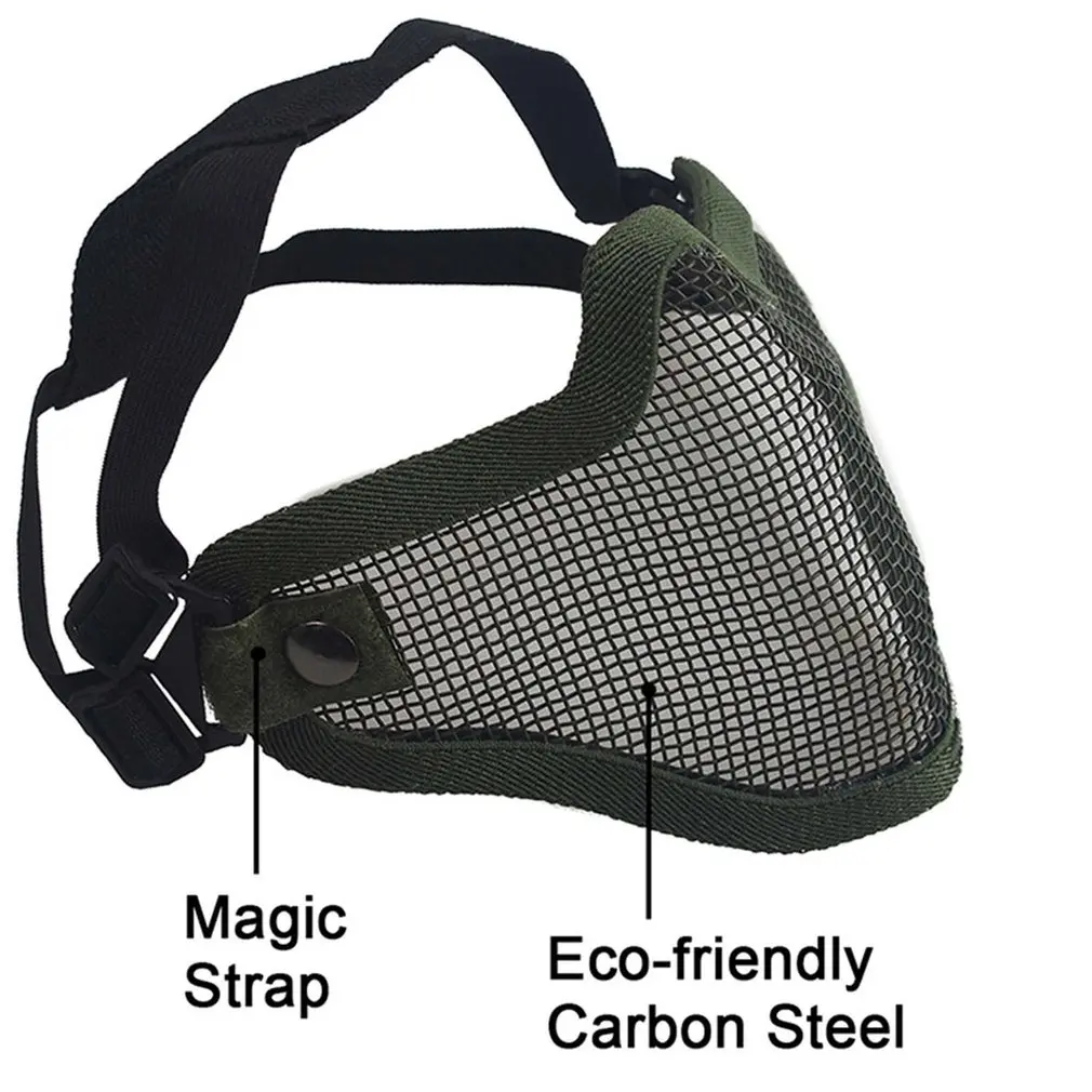 Airsoft Field Wargame Tribal Chief Mask Half Face Metal Steel Net Mesh Hunting Tactical Protective Airsoft Mask