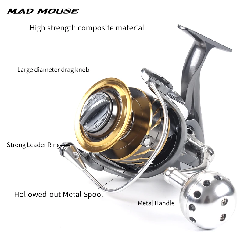 Катушка для спиннинга MADMOUSE SALTIGA BJ 4000 /6000/10000 11 + 1 шарикоподшипник 35 кг|Рыболовные