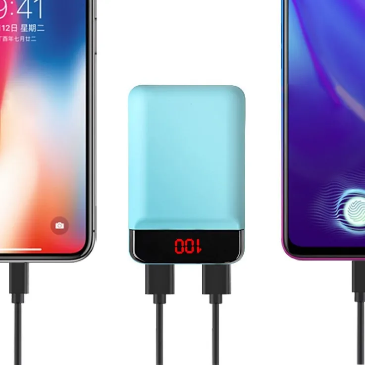 New Style Mini LED Digital Power Bank Cute Portable 10000 Miliamps High-End Gift PowerBank