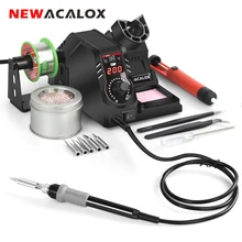NEWACALOX 130W 110V / 220V contrôle de température Station de soudage LCD électrique fer Kit de réparation outil dessoudage pompe