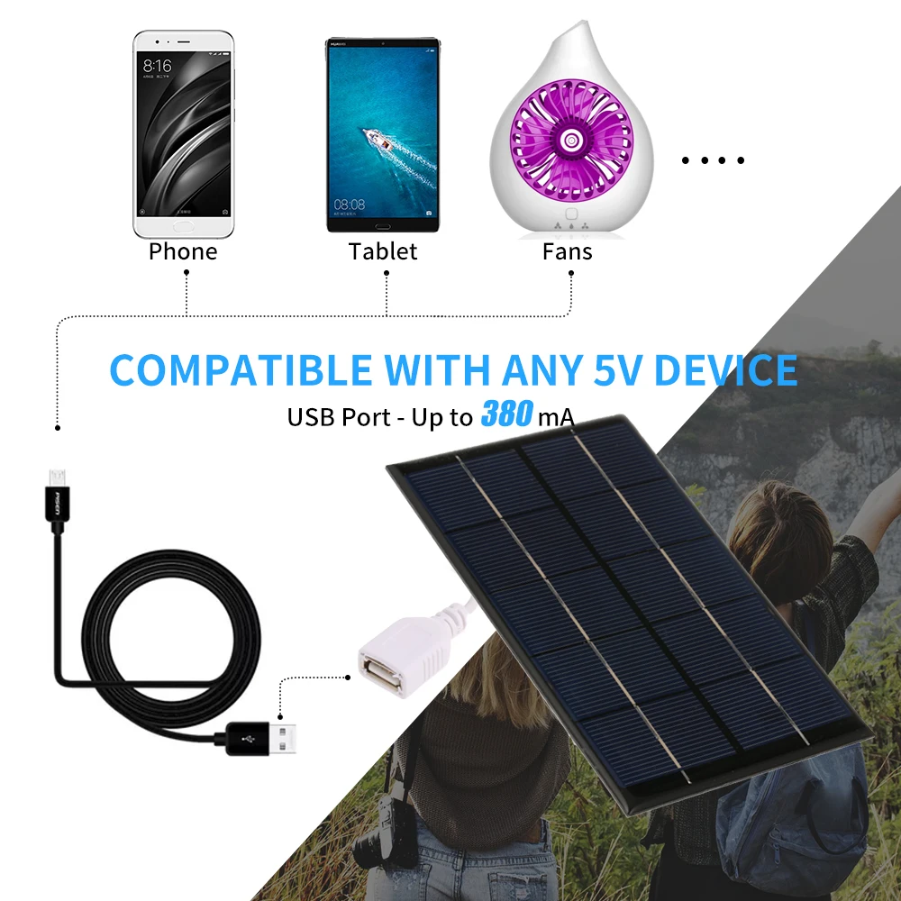 

2.5W/5V Portable Solar Charger Solar Battery Panel Charger With USB Port For Mobile Camping Hiking Travel