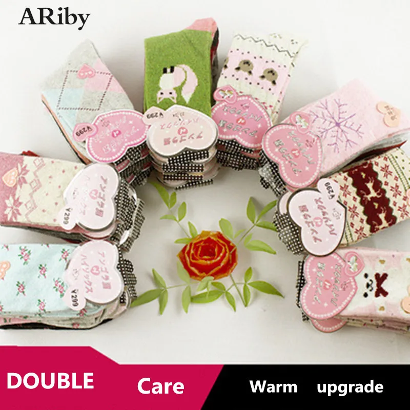 ARiby/10 пар/шерстяные зимние носки с кроликом толстые теплые кашемировые носки с кроликом разноцветные стильные шерстяные женские носки с кроликом из мультфильма
